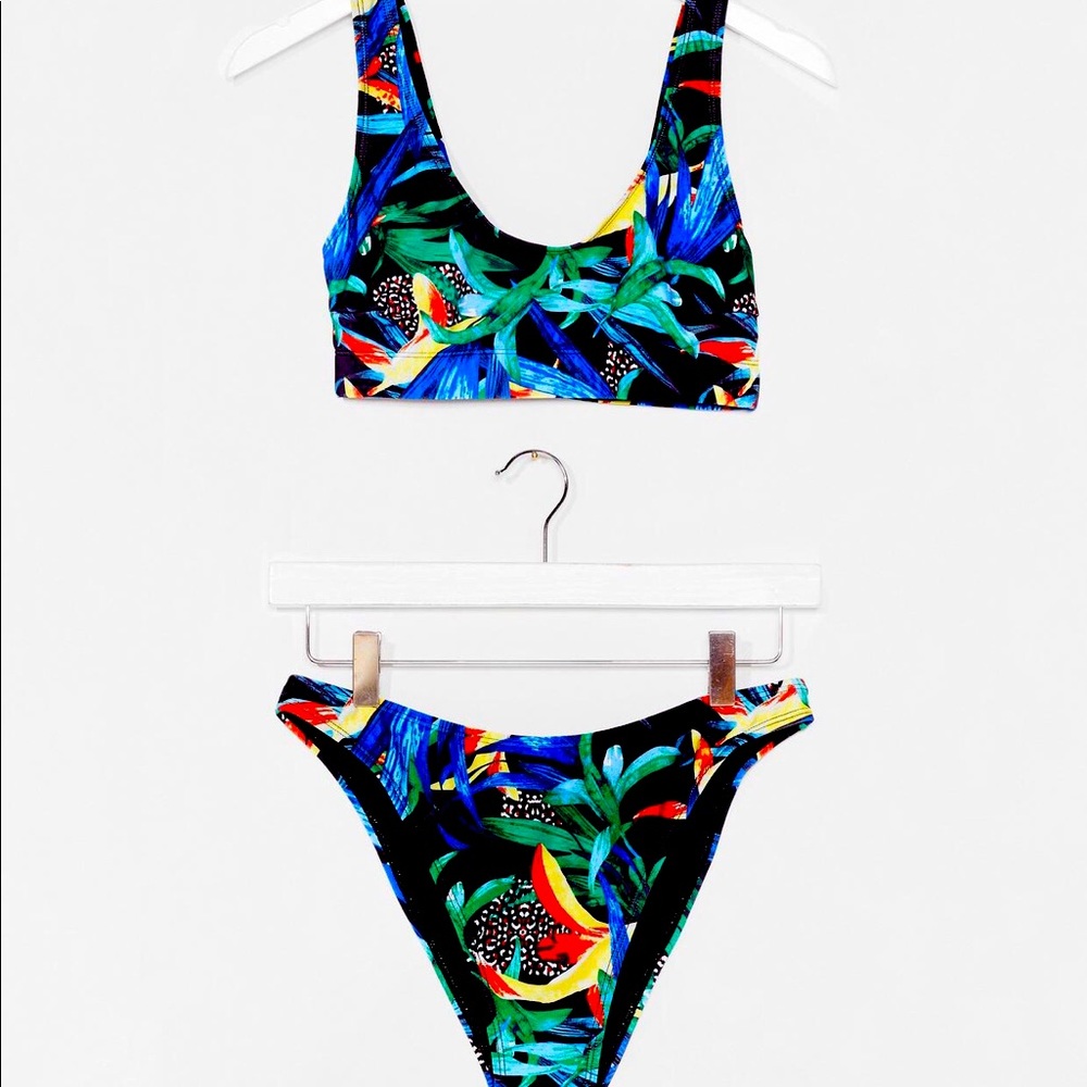 Tropical print High-Leg Bikini set